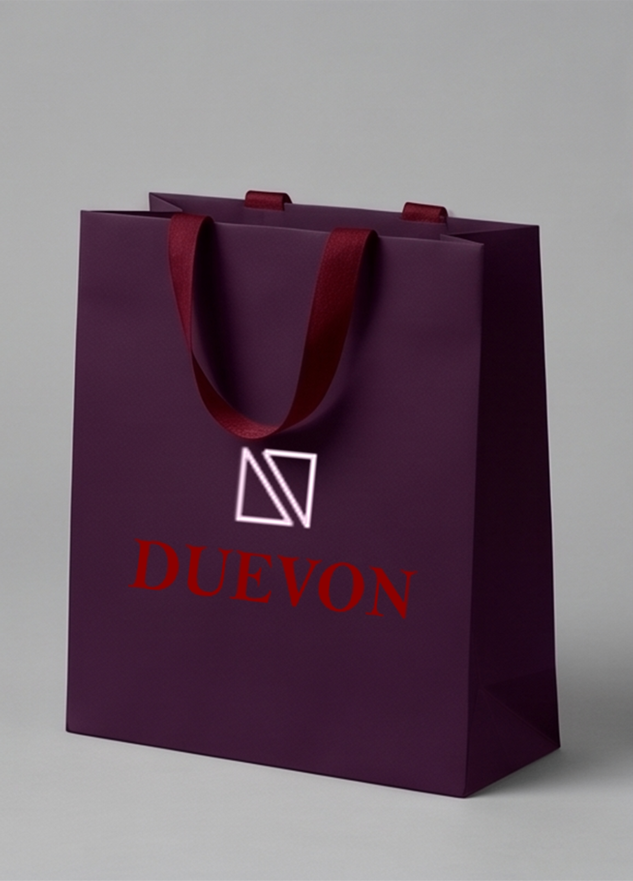 Matte plum Duevon shopping bag with crimson handles