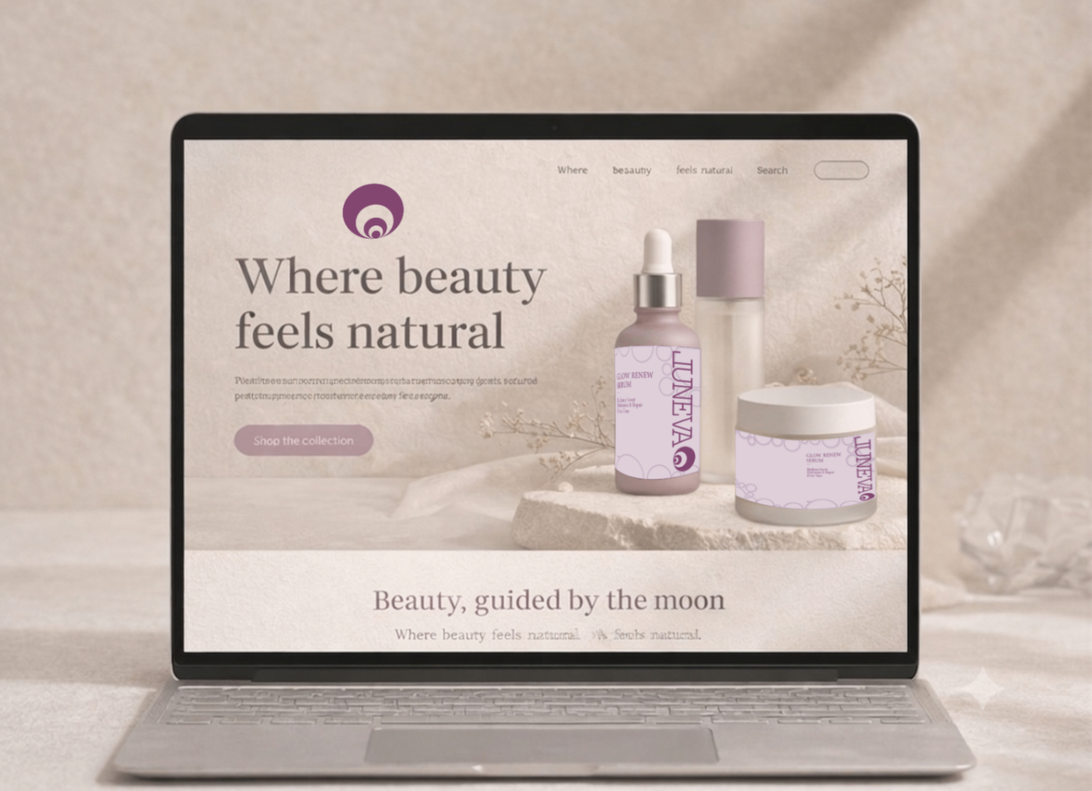 Luneva website homepage shown on a laptop
