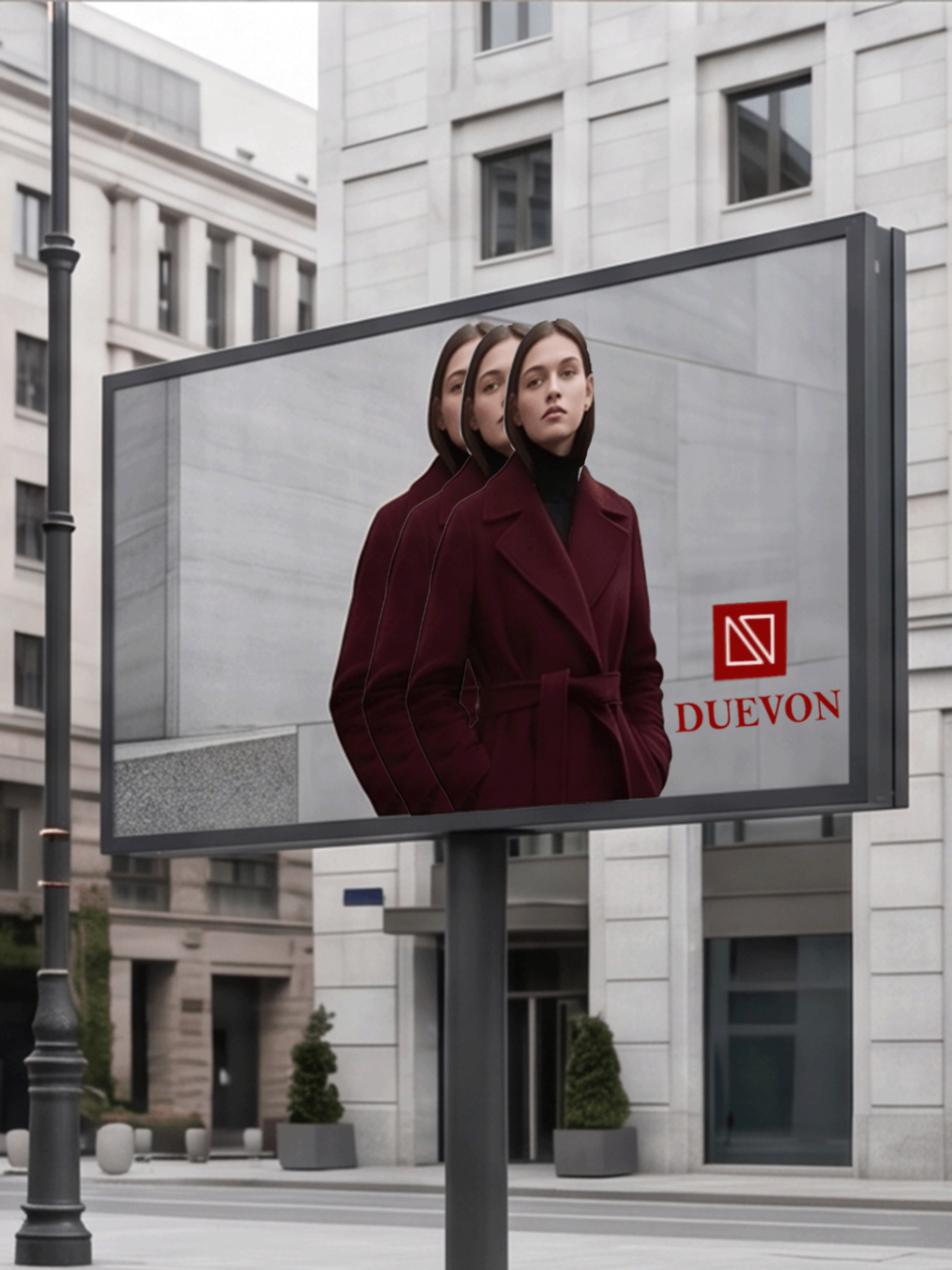 Duevon outdoor billboard campaign on a European street